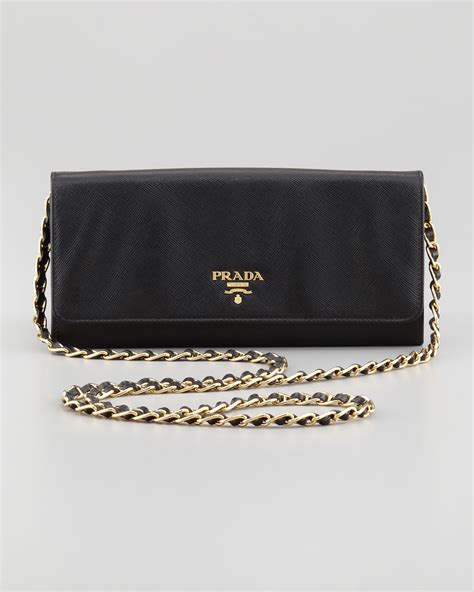 prada saffiano wallet on a chain black|Prada saffiano zipper wallet.